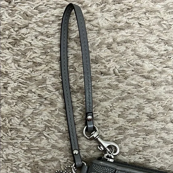 Coach Charcoal Gray Wristlet with Signature C Logo Pattern - Picture 4 of 16